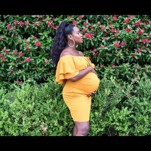 Pinkblush Dresses & Skirts - Yellow Double Layer Off Shoulder Maternity Dress